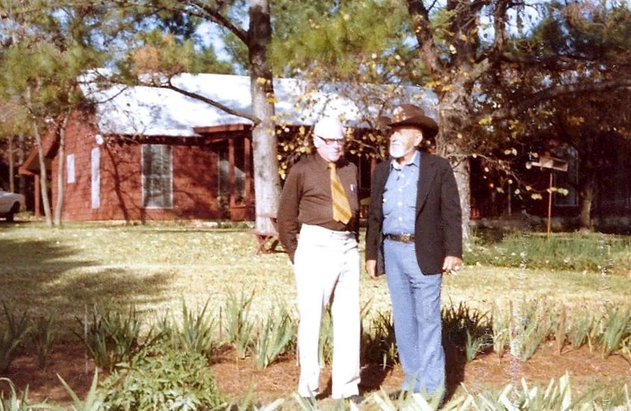 Rudi with hybridizer Ben Hager in Marie Caillet's garden, 1981